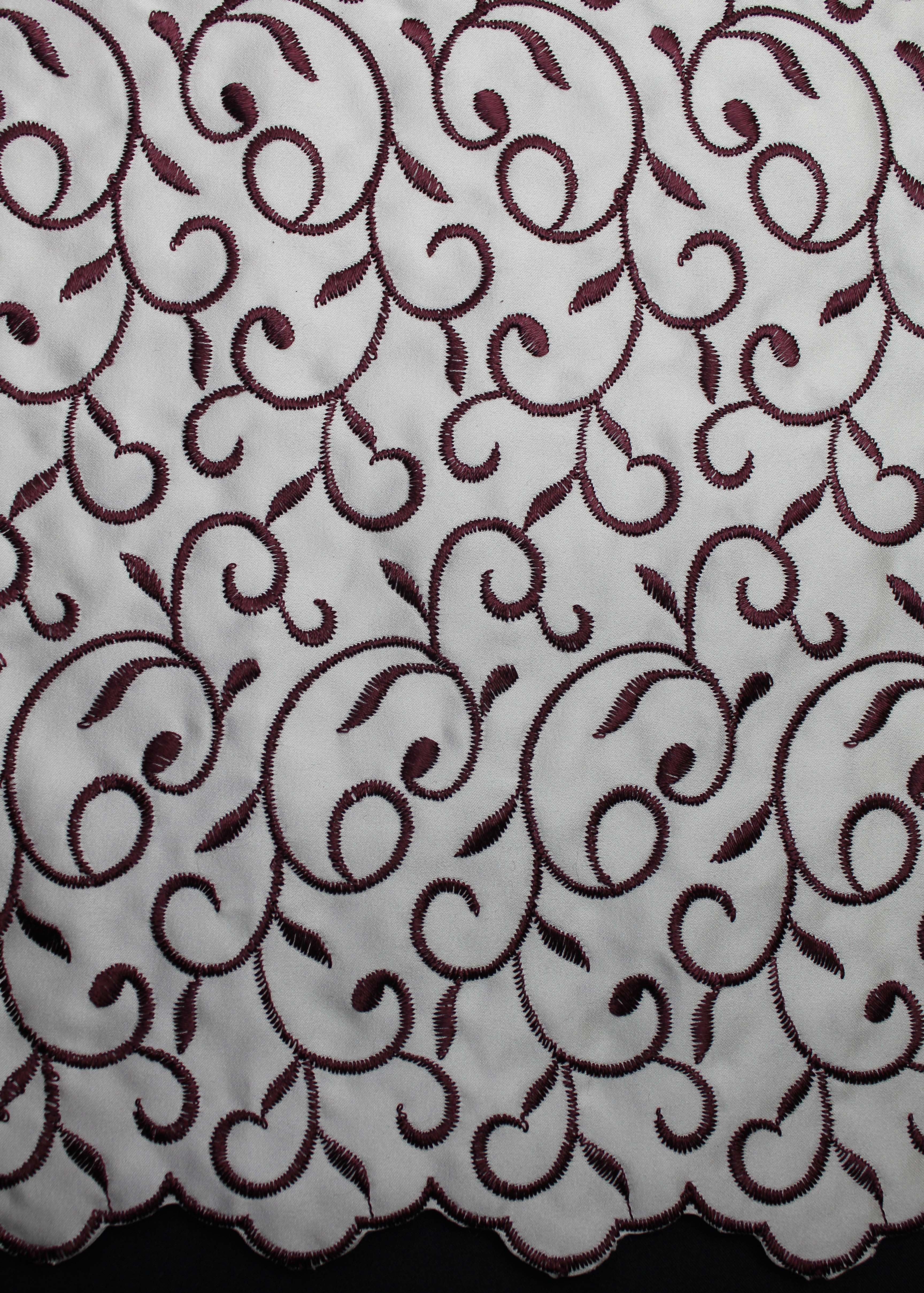 EMBROIDERED DUCHESS SATIN - IV/WINE